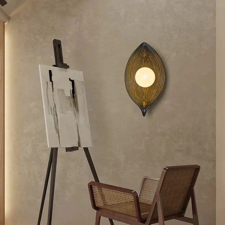 Stornfield | Elegant Gold Leaf LED Wall Sconce