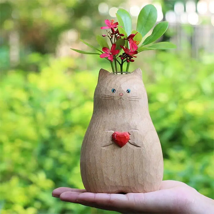 Vase fleur chat mignon