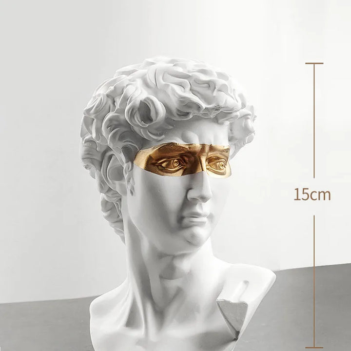 Stornfield | Statues for decoration, 15 cm, David, coffee table, home decor, ornaments, one-piece plaster bust, white resin, decorative art sculpture