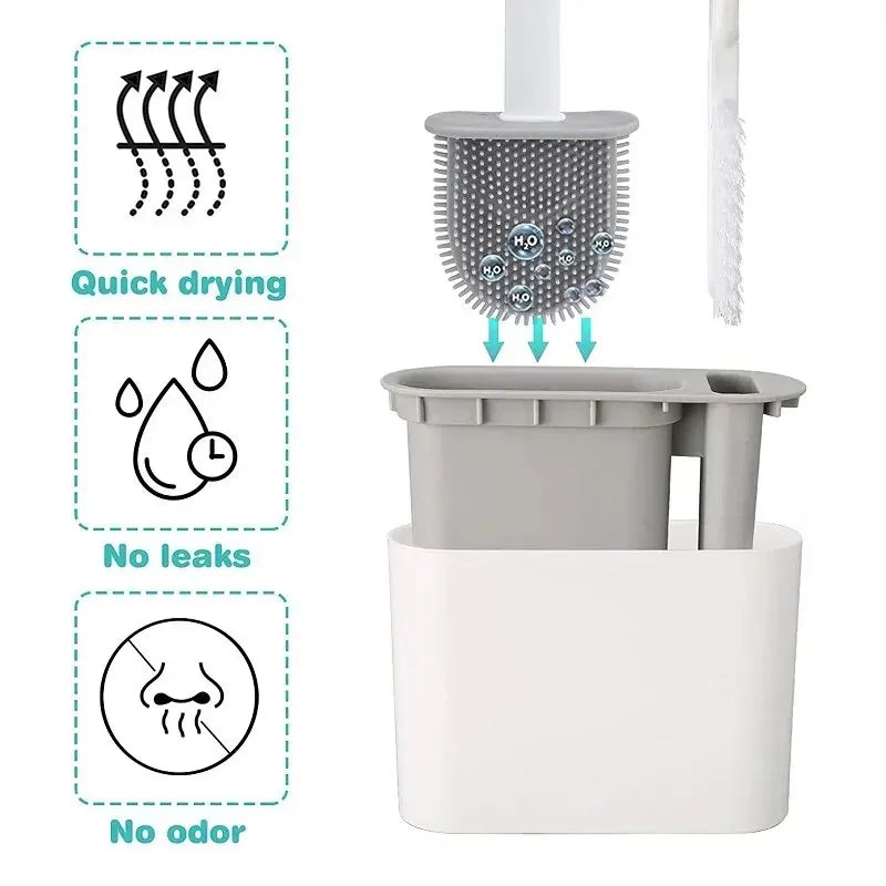 Stornfield | Toilet Brush HygieBrush DuoClean | 2-in-1 Silicone Toilet Brush Set with Wall Mount | Antibacterial & Space-Saving