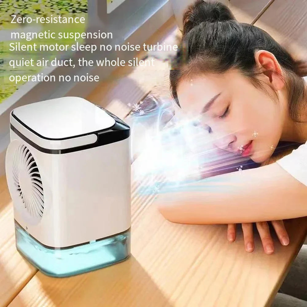 USB Portable Mini Air Conditioner Fan – 3-Speed Desktop Cooling Fan with LED Night Light, Air Cooler for Home, Office, and Camping | Stornfield