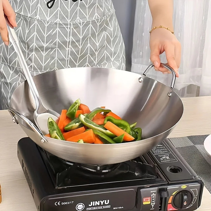 ChefMaster – Large Stainless Steel Wok with Double Handles Stornfield