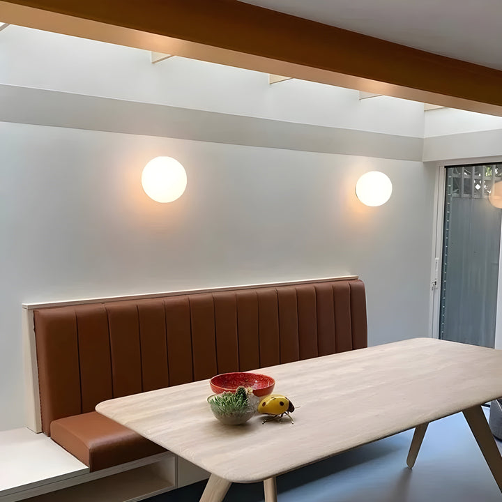 GlasAura Wall Lamp with Matte Glass Ball and Metal Base | Stornfield