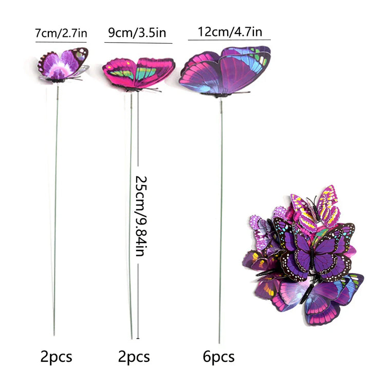 Stornfield | FloraViva Butterfly Garden Stakes | Set of 10 | Weatherproof & Colorful | For Beds, Flower Pots & Balcony