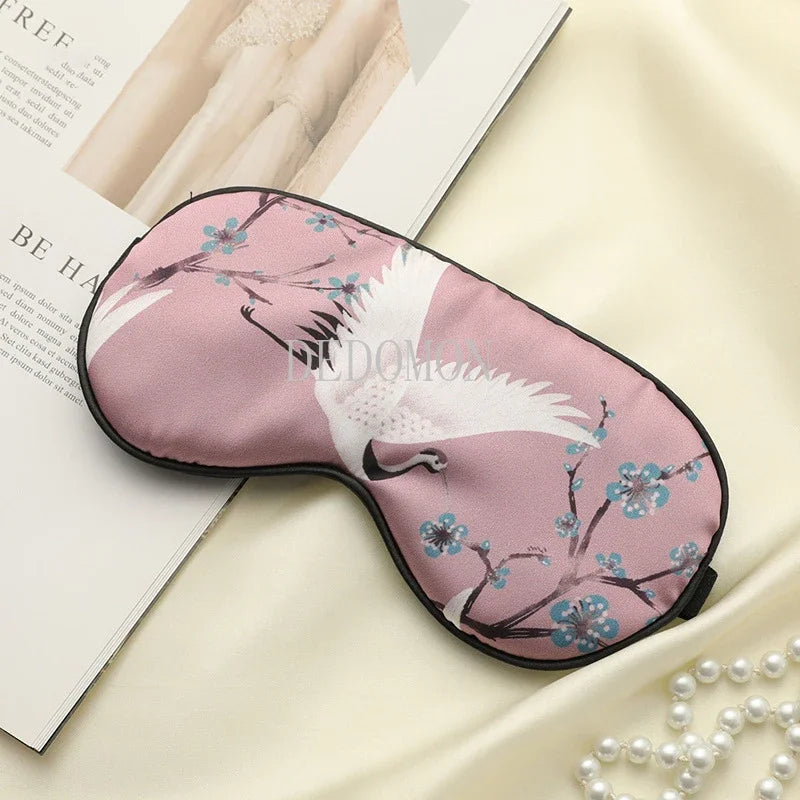 Stornfield | Silk Crane – Luxury Silk Sleep Mask with Crane Pattern