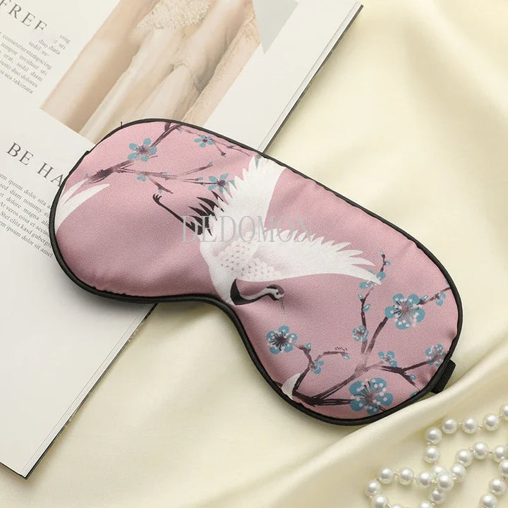 Stornfield | Silk Crane – Luxury Silk Sleep Mask with Crane Pattern
