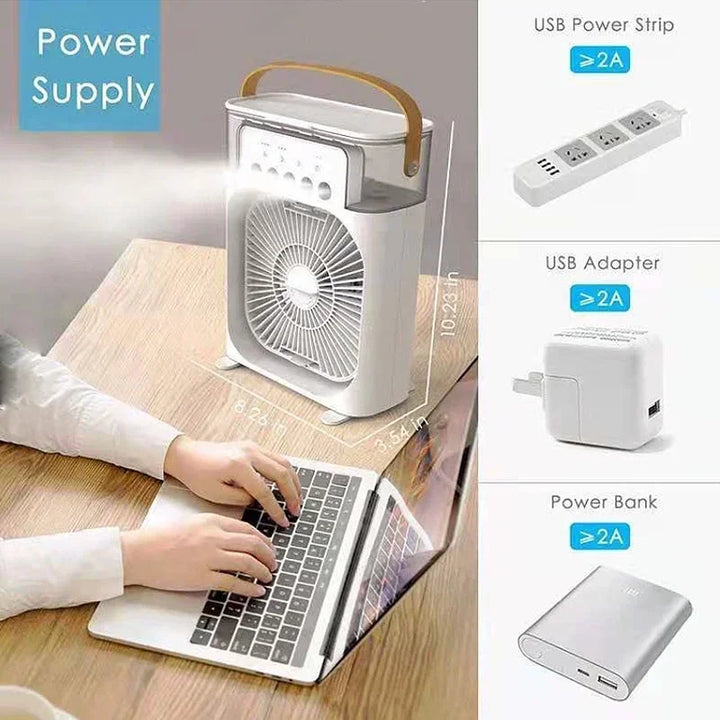 3 In 1 Fan AIr Conditioner Household Small Air Cooler LED Night Light Portable Humidifier Air Adjustment Fan Office Home Fan New | Stornfield