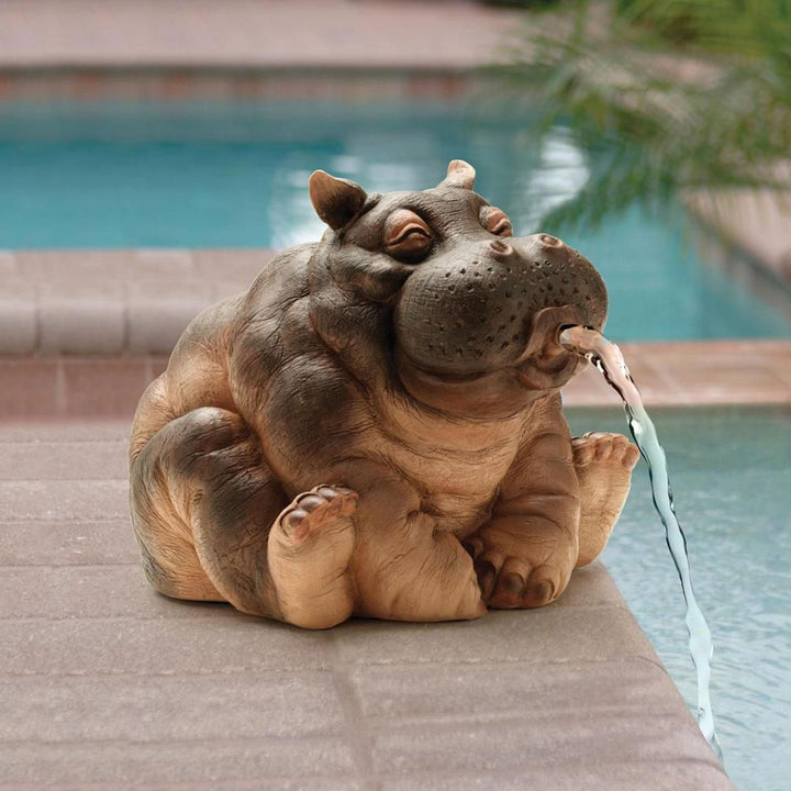 Stornfield | Playful Hippo Garden Sprinkler Statue