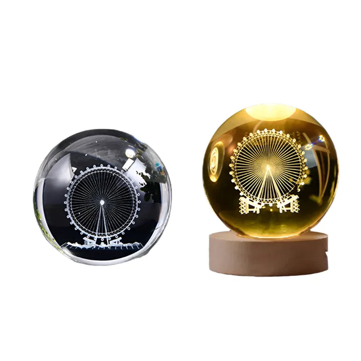 3D Crystal Night Light LED - Starry Sky Projector with Wooden Base, Romantic Lighting for Bedroom & Gifts | Stornfield