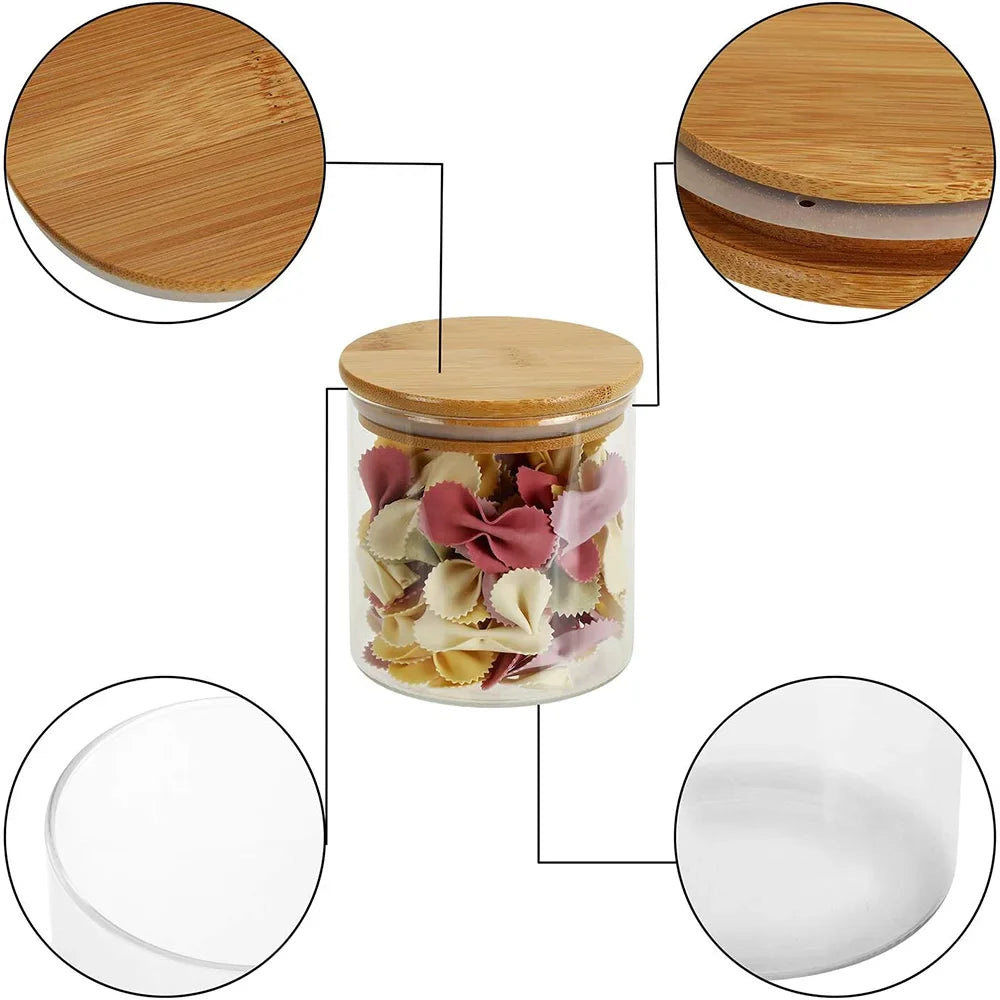 PureVorrat Glass Container Set – Storage Jars with Wooden Lid | Airtight & Stylish | Modern Kitchen Storage | Stornfield
