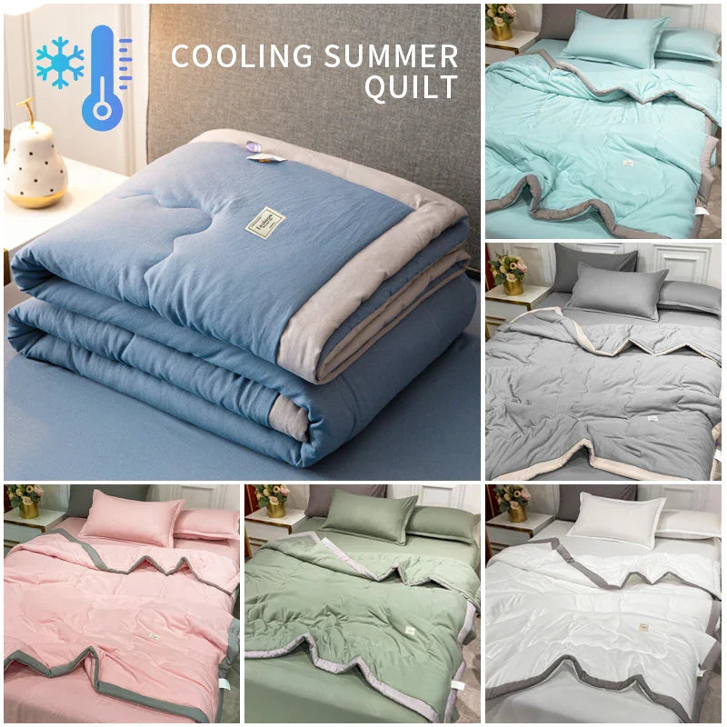2024 Japanese Cotton-Polyester Summer Quilt – Lightweight, Washable, Skin-Friendly Solid Color Quilt | Stornfield