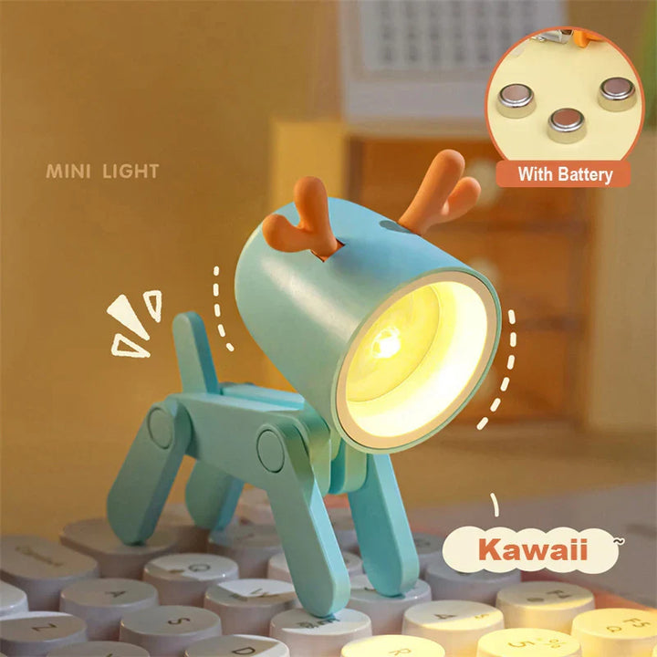 Stornfield | Cute LED Night Light - Mini Dog, Deer, Dinosaur Foldable Table Lamp for Children's Bedroom