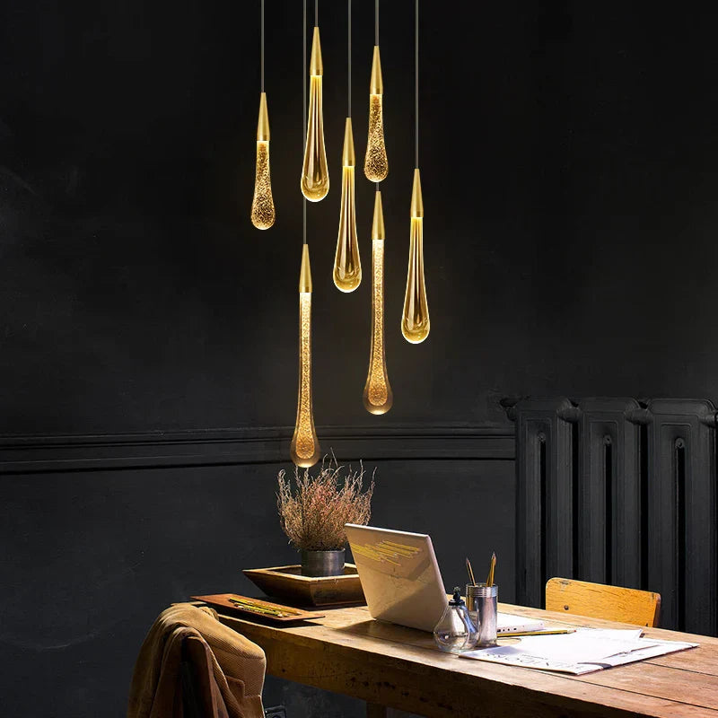 Stornfield | Crystal LED Pendant Light: Perfect for Bedrooms, Dining Rooms, Bars - Waterdrop Chandelier, Staircase Lamp for Interior Decoration