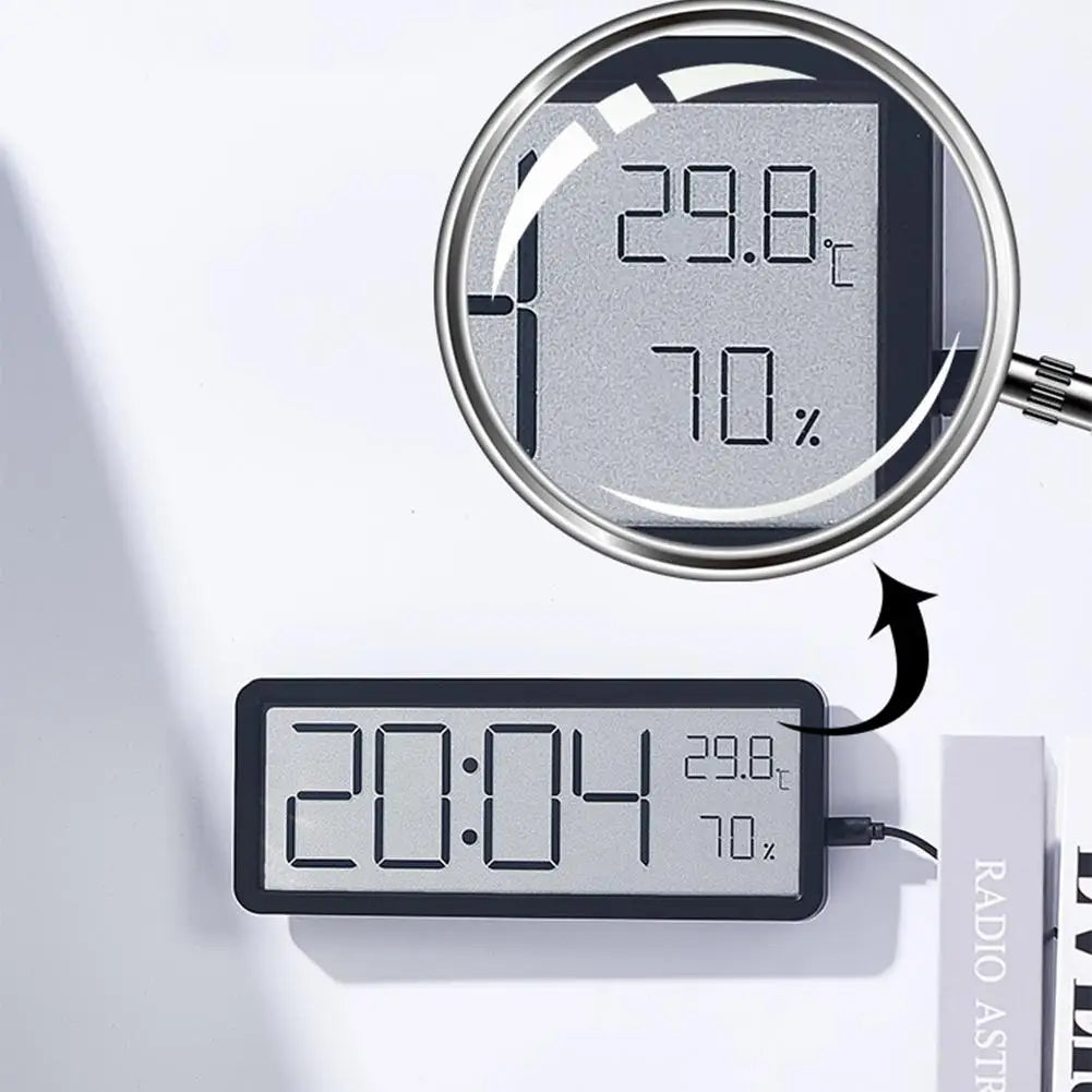 Large Digital Wall Clock with Temperature and Humidity Display – Perfect for Living Room, Bedroom, and Office | Stornfield