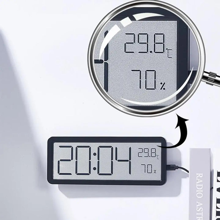 Large Digital Wall Clock with Temperature and Humidity Display – Perfect for Living Room, Bedroom, and Office | Stornfield