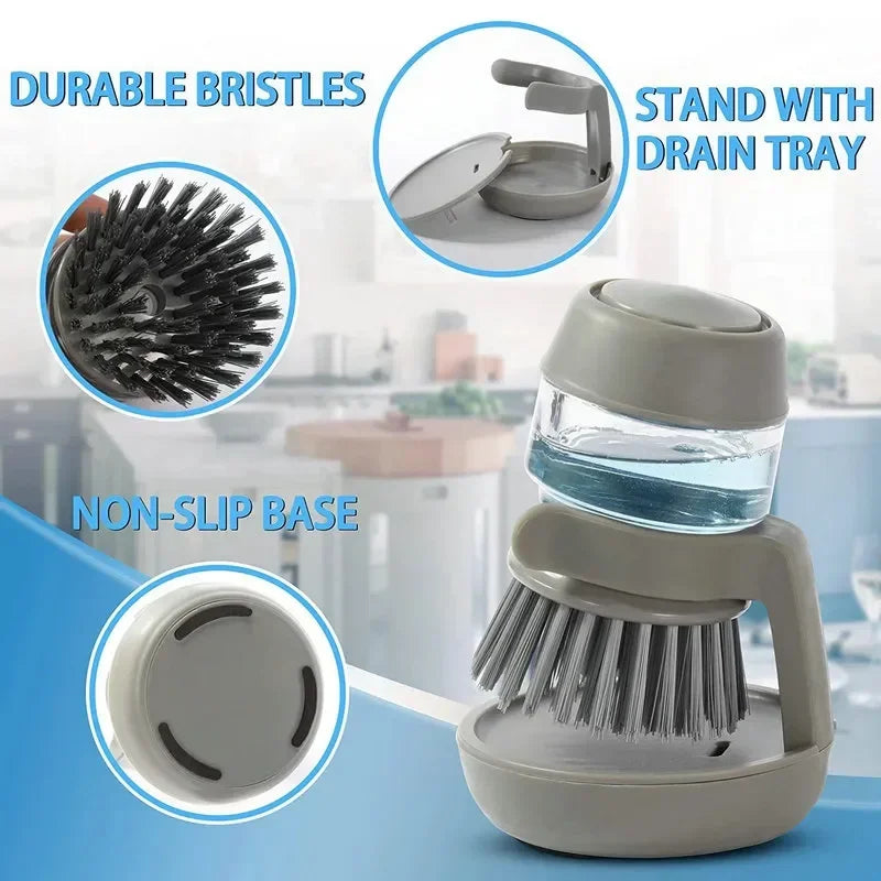Dish brush with soap dispenser & holder | Eco-friendly plastic | Stornfield
