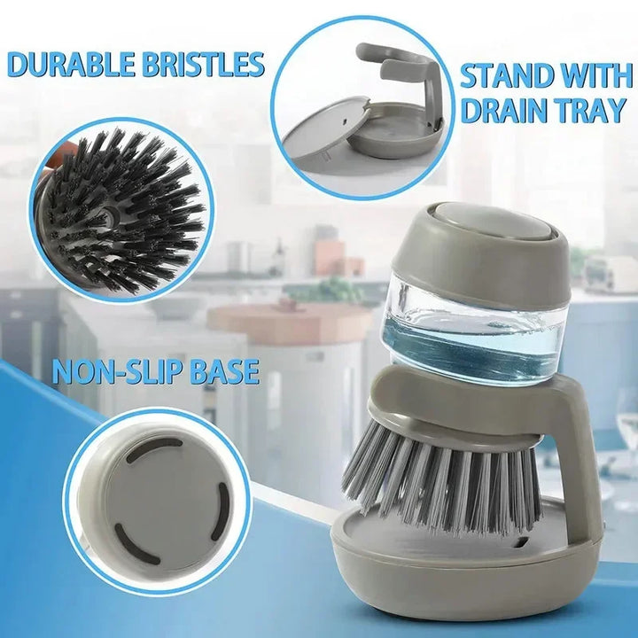 Dish brush with soap dispenser & holder | Eco-friendly plastic | Stornfield