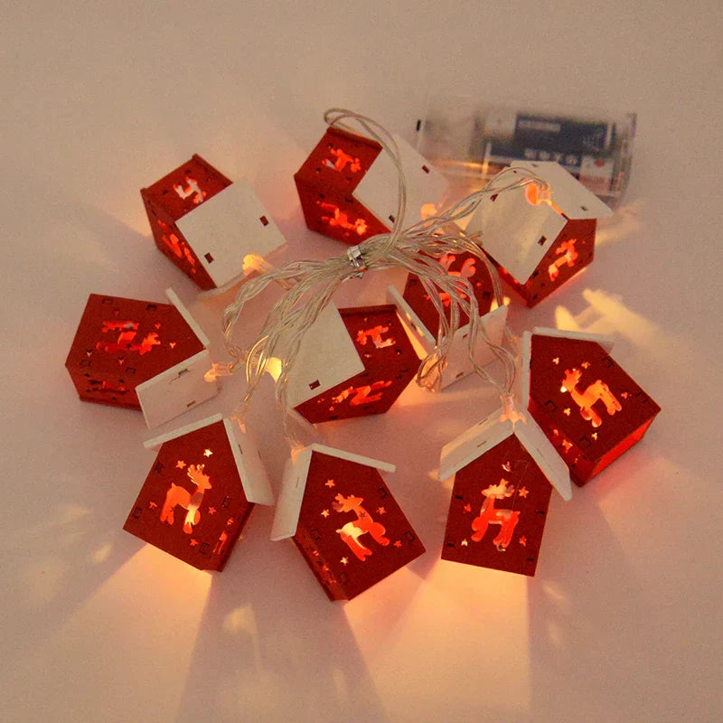 Bright Wooden Christmas Tree Decoration – LED String Lights for Festive Illumination | Stornfield