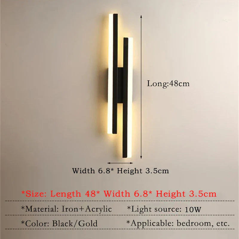 Stornfield | Modern LED Wall Light: Decorative Black/Gold Acrylic Lighting