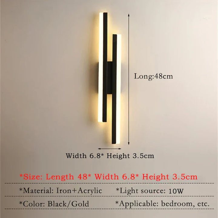 Stornfield | Modern LED Wall Light: Decorative Black/Gold Acrylic Lighting
