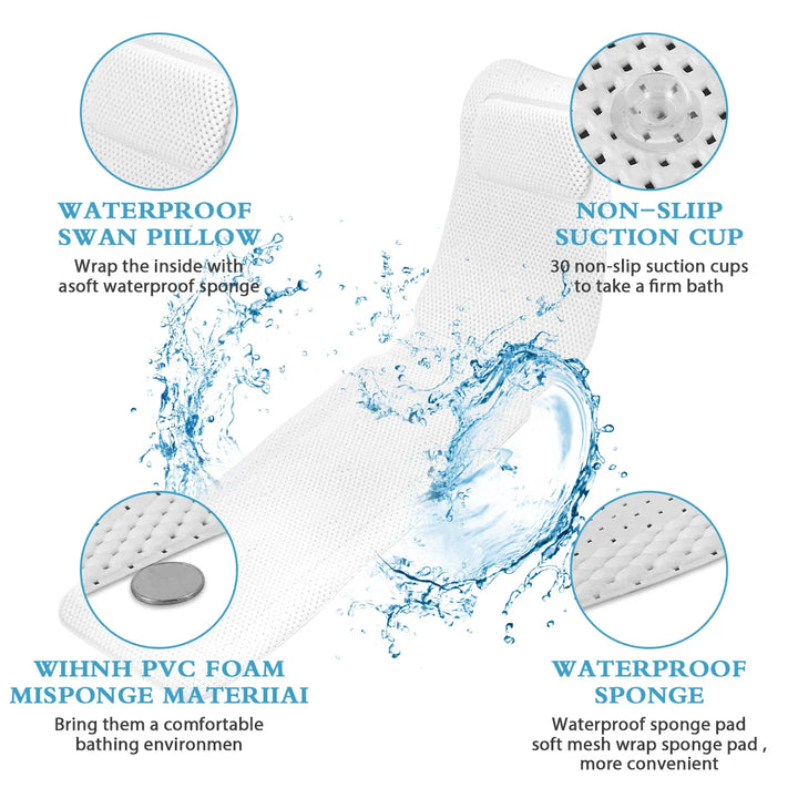 HydroComfort Non-Slip Bathtub Mat with Stornfield Pillow