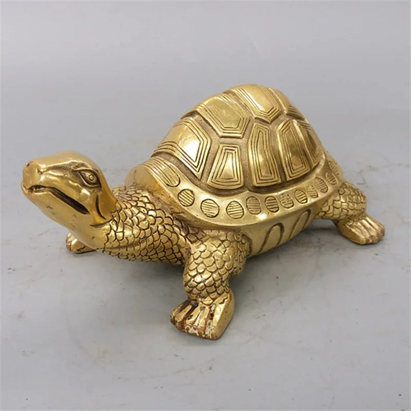 Stornfield | Feng Shui Brass Turtle Statue Lucky Animal Sculpture for Longevity Home Office Desk Decor Figurine Study Ornament Gift
