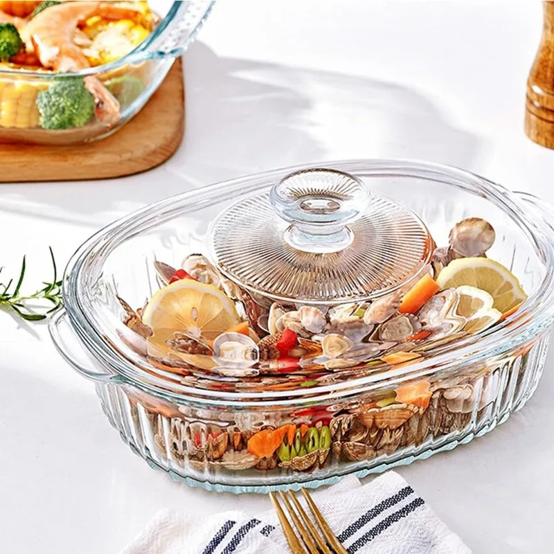 Stornfield | 4-Piece Glass Bakeware Set with 2 Glass Baking Dishes with Glass Lids, 1.9 Qt and 3 Qt