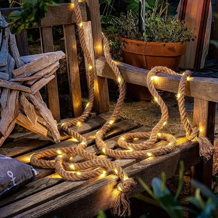 Stornfield | SolarRope | Solar-Powered Hemp Rope Light | Durable Decorative Lighting for Gardens and Patios