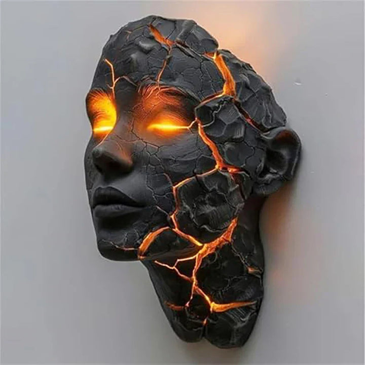 Volcanic Face Lava Crack Wall Art Lamp | Stornfield