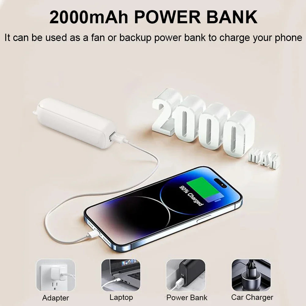 Portable Mini Handheld USB Fan – Rechargeable Folding Pocket Fan with Battery, Cooling Hand Fan and Power Bank Function | Stornfield