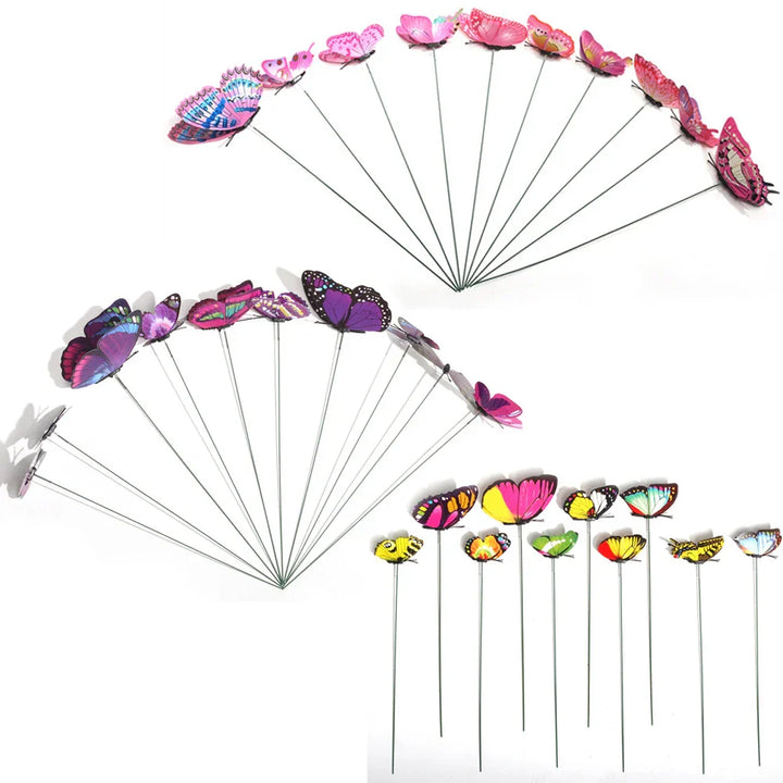 Stornfield | FloraViva Butterfly Garden Stakes | Set of 10 | Weatherproof & Colorful | For Beds, Flower Pots & Balcony