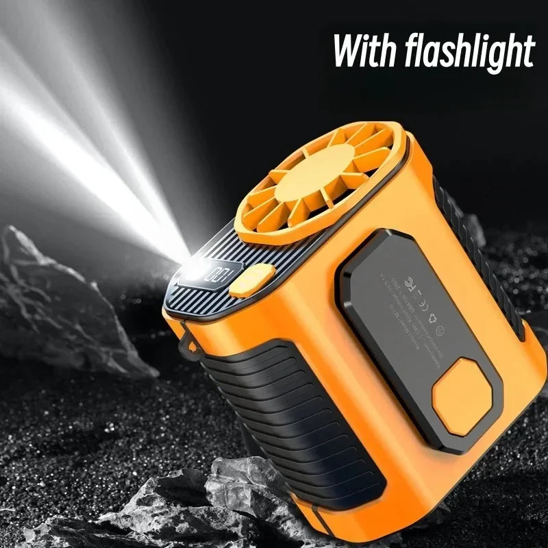 20000mAh Portable Waist Fan - Strong Wind Hanging Neck Fan with Power Bank and LED Lighting for Outdoor Sports and Work | Stornfield
