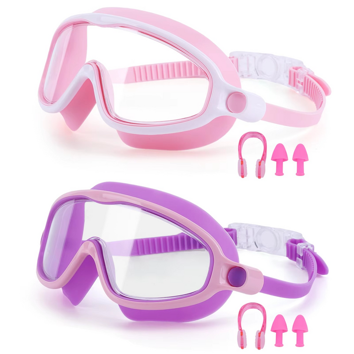 Stornfield | 2-Pack HD Swimming Goggles with Earplugs, Wide-View Waterproof Dive Mask
