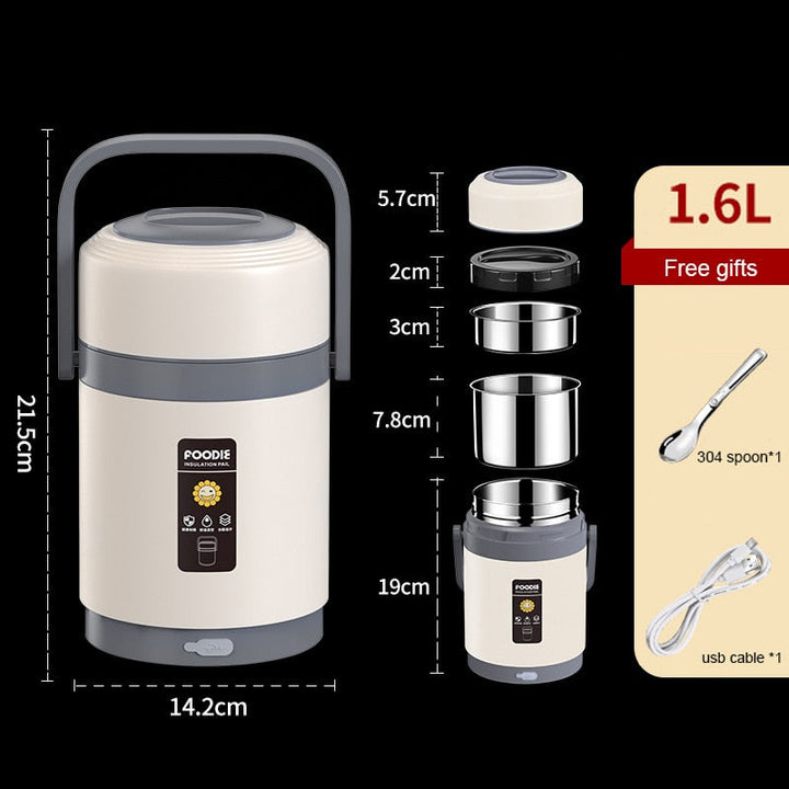 Stornfield | USB Heated Lunch Box | 304 Stainless Steel, Portable Food Warmer