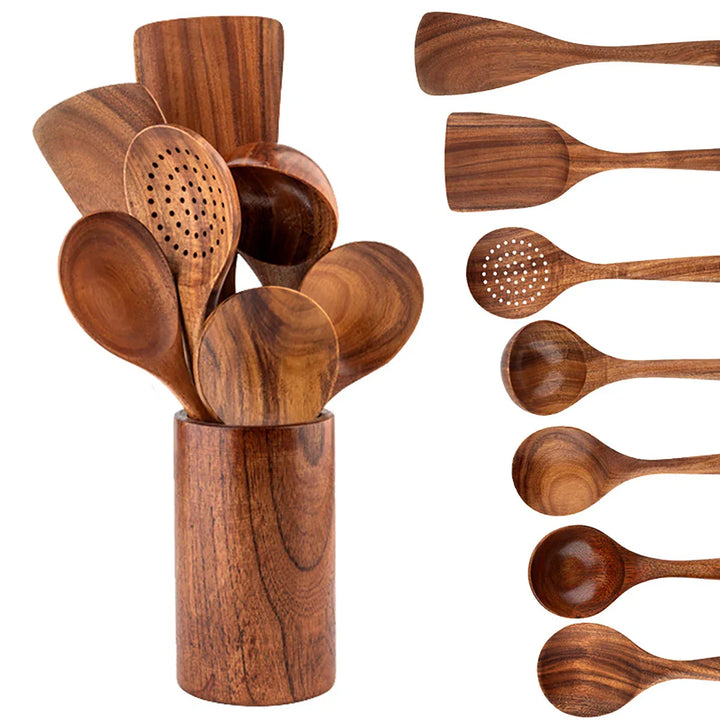 EcoWood – Luxurious wooden cookware set with Stornfield storage bucket