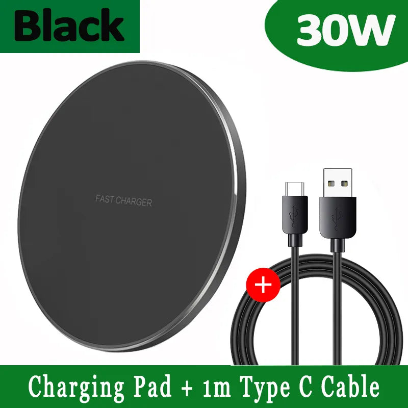 Stornfield | 30W Fast Wireless Charging Pad | Premium USB C Charging Cable MagSafe Charger for Apple iPhone, Samsung & Android - Fast Wireless Charging Pad