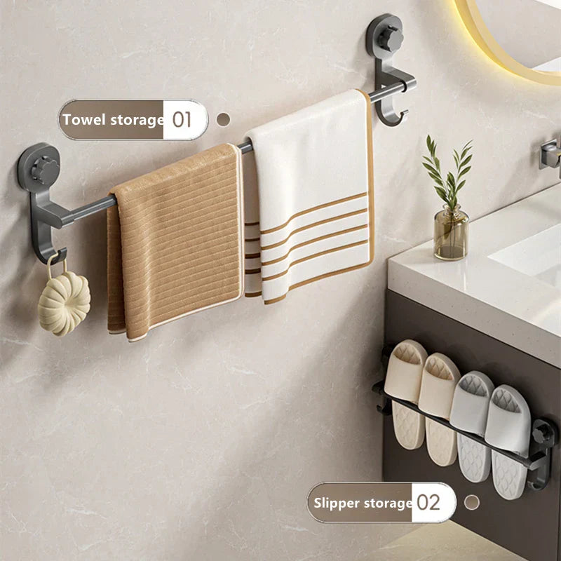 MagnaGrip Power Suction Cup Towel Holder – Black self-adhesive towel holder without drilling Stornfield