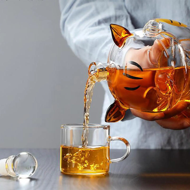 Stornfield | Cat Shaped Glass Decanter with Glass Stand and Stopper, Dishware Bottle, Dispenser, Carafe 1000ml for Dinner Party Decoration, Gift