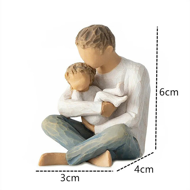 Stornfield | Resin figurine, characters, family figures, sculpture, figures for home decoration, table decoration, living room, angel, embrace, dog, father, child