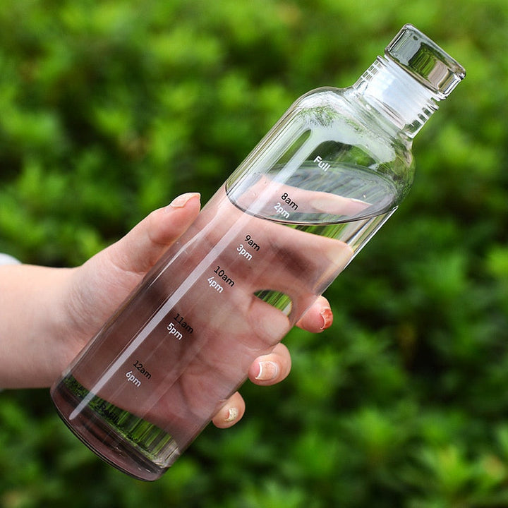 Stornfield | Heat-resistant Glass Water Bottle Time Scales