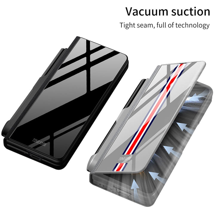 Stornfield | Glass Case with Shockproof Armor, Stand, Leather Pouch for Samsung Galaxy Z Fold 5/4