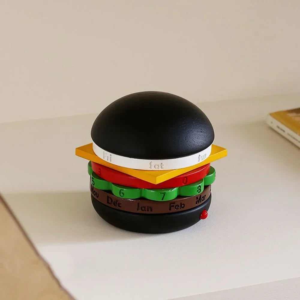 Rotating Wooden Hamburger Decorative Calender | Stornfield