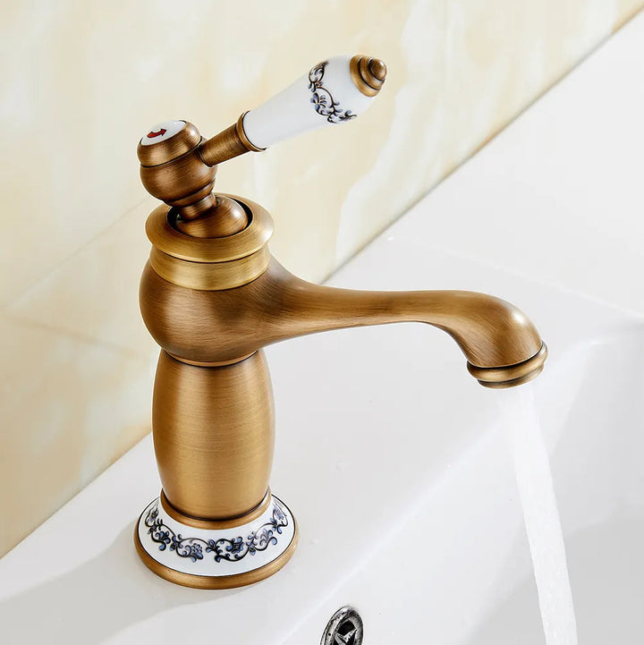 HeritageFlow – Vintage Bronze Faucet with Stornfield Porcelain Handle