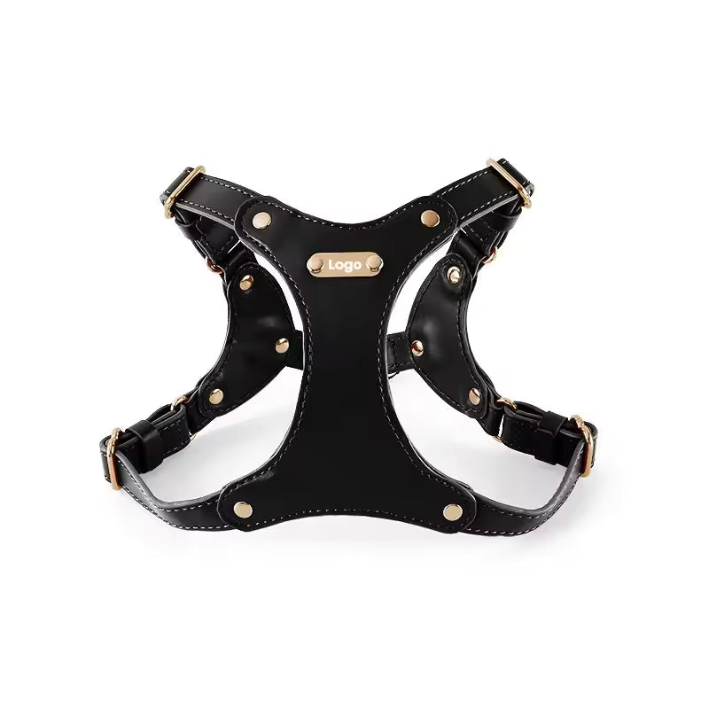 Adjustable Leather Dog Harness with Custom Engraving Stornfield