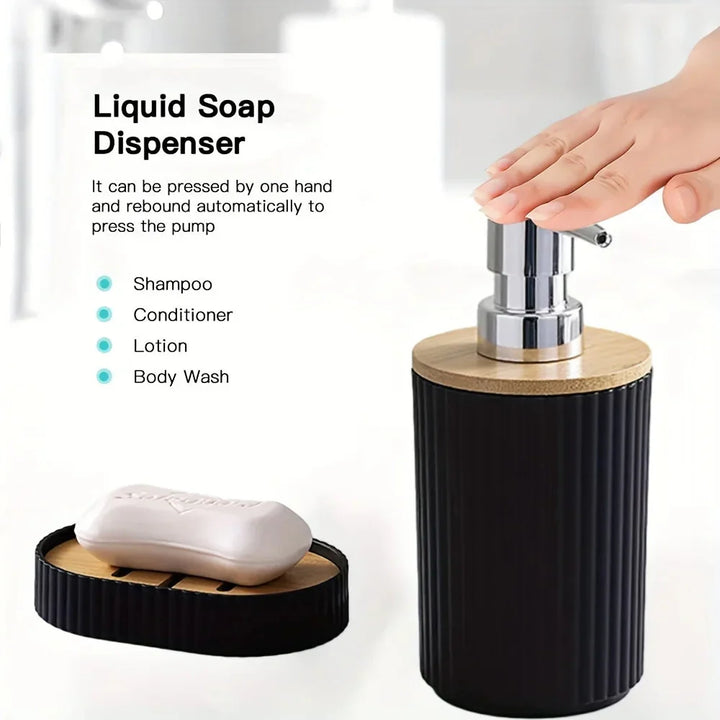 6-piece bathroom set with bamboo accents | Stornfield