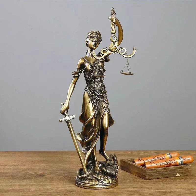 Stornfield | ERMAKOVA Antique Bronze European Statue of the Greek Goddess of Justice Resin Sculpture Fair Angels Ornaments Desktop Decoration Home Gift