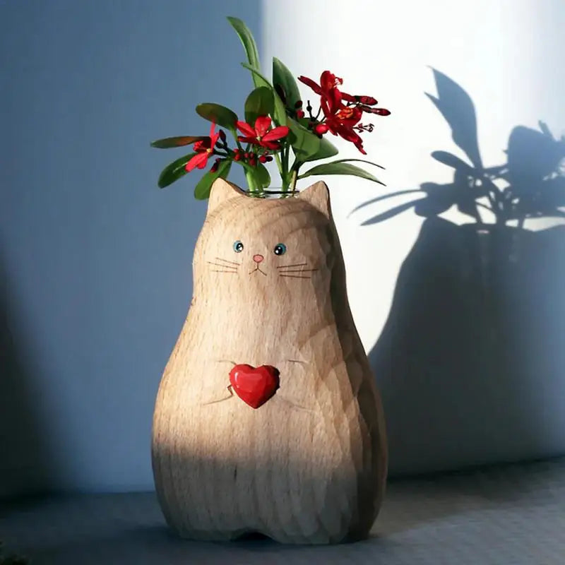 Vase fleur chat mignon