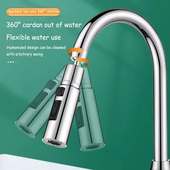 HydroFlex360 – Multifunctional 360°/720° Rotatable Kitchen Faucet Attachment with 3 Spray Types Stornfield