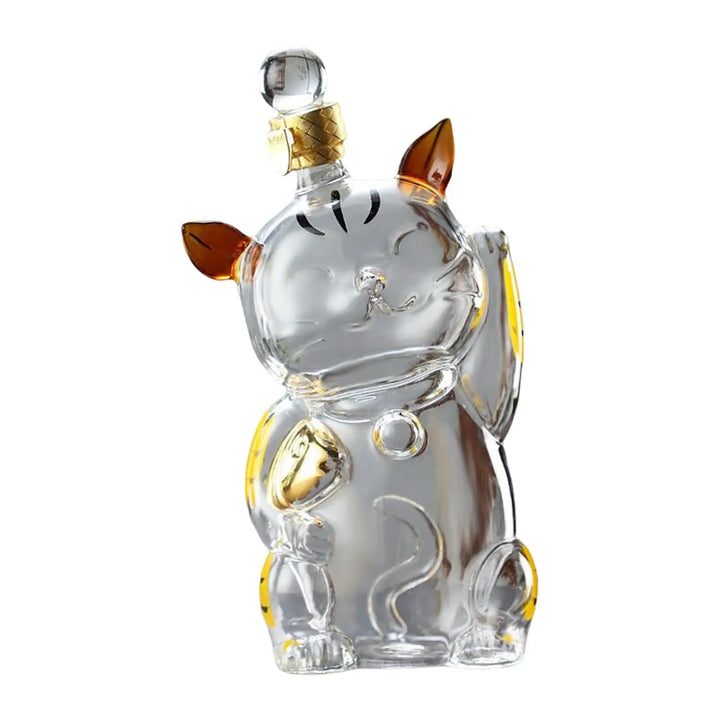 Stornfield | Cat Shaped Glass Decanter with Glass Stand and Stopper, Dishware Bottle, Dispenser, Carafe 1000ml for Dinner Party Decoration, Gift