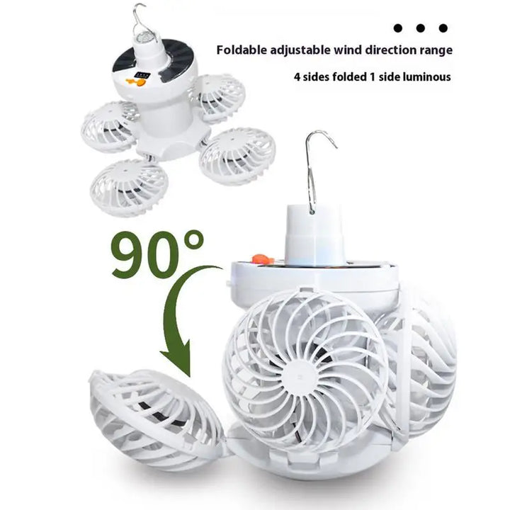 Stornfield | Ventolux Solar Camping Lamp with Fan | Foldable & Portable | 3 Wind Levels & LED Lighting | For Tent, Terrace & Outdoor